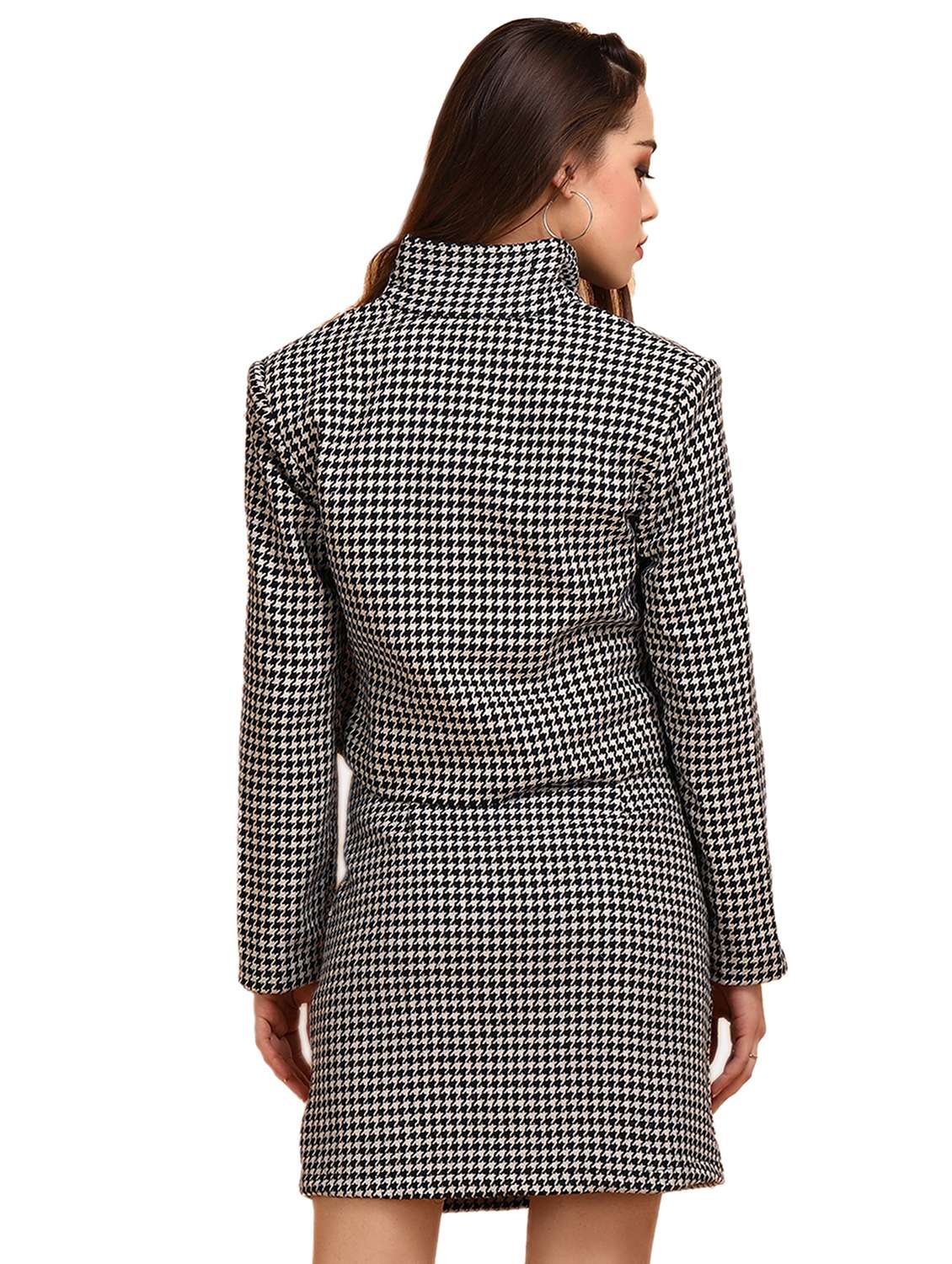 black printed detailed casual woollen coat - 20983677 -  Standard Image - 2