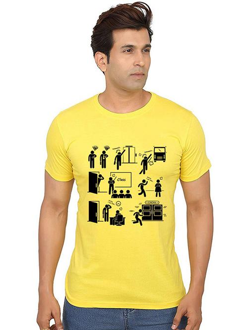 men round neck front print cotton t-shirt - 20987345 - Standard Image - 0
