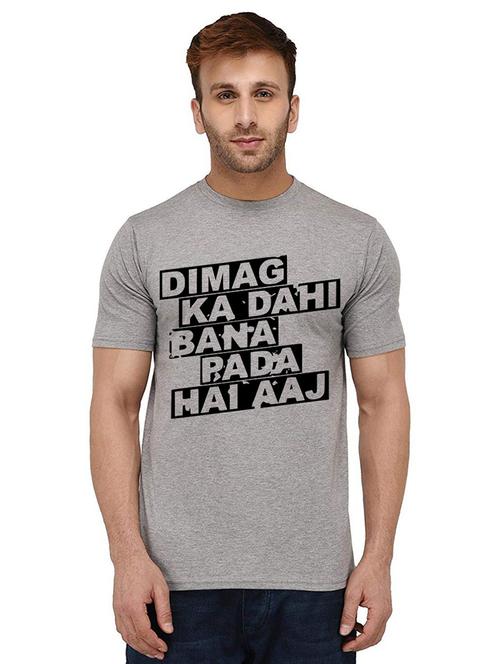 men's round neck front print t-shirt - 20987884 -  Standard Image - 0