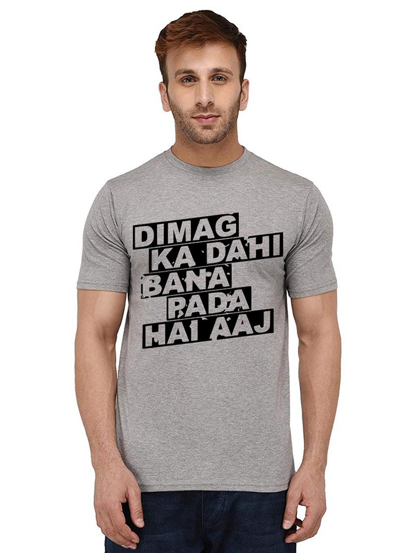 men's round neck front print t-shirt - 20987884 -  Zoom Image - 0