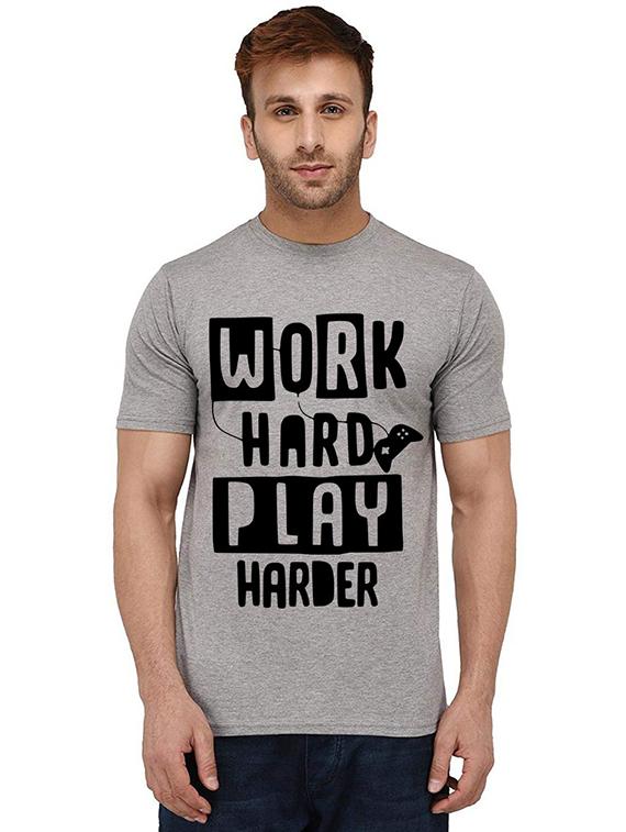 men round neck front print t-shirt - 20988839 - Zoom Image - 0