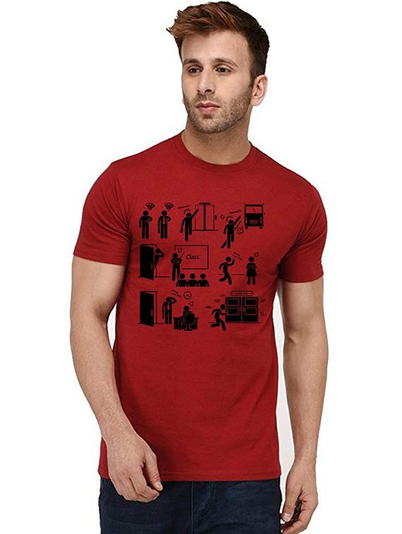 men round neck front print t-shirt - 20992640 - Zoom Image - 0
