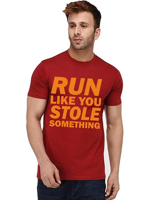 men's round neck front print t-shirt - 20993216 - Standard Image - 0