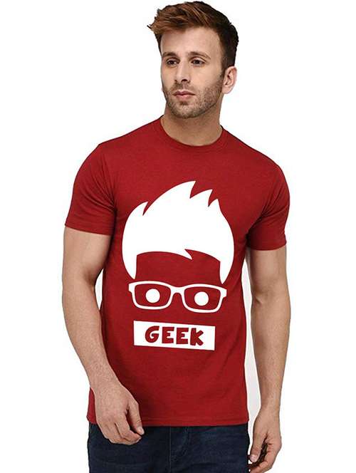 men's round neck front print t-shirt - 20993217 - Standard Image - 0