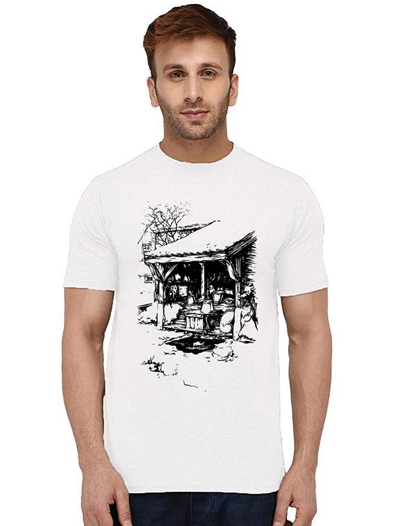 men's round neck front print t-shirt - 20994004 -  Zoom Image - 0