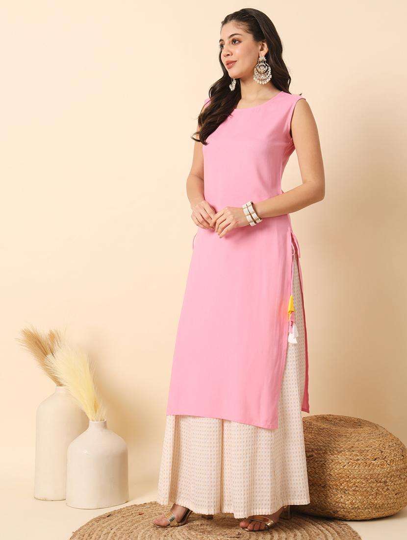 women solid sleveless straight kurta - 20996151 -  Standard Image - 2