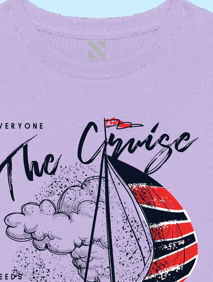 lavender front printed casual t-shirt - 20996973 - Standard Image - 2