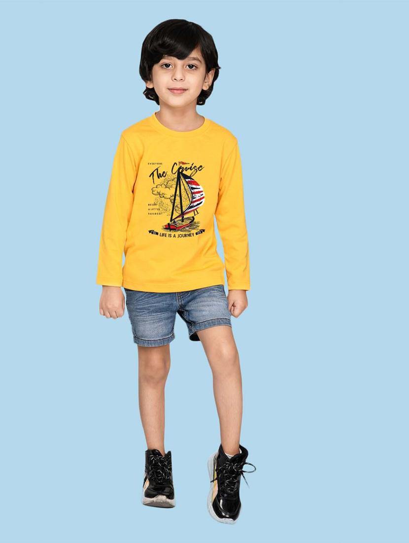 yellow front printed casual t-shirt - 20996976 - Standard Image - 2