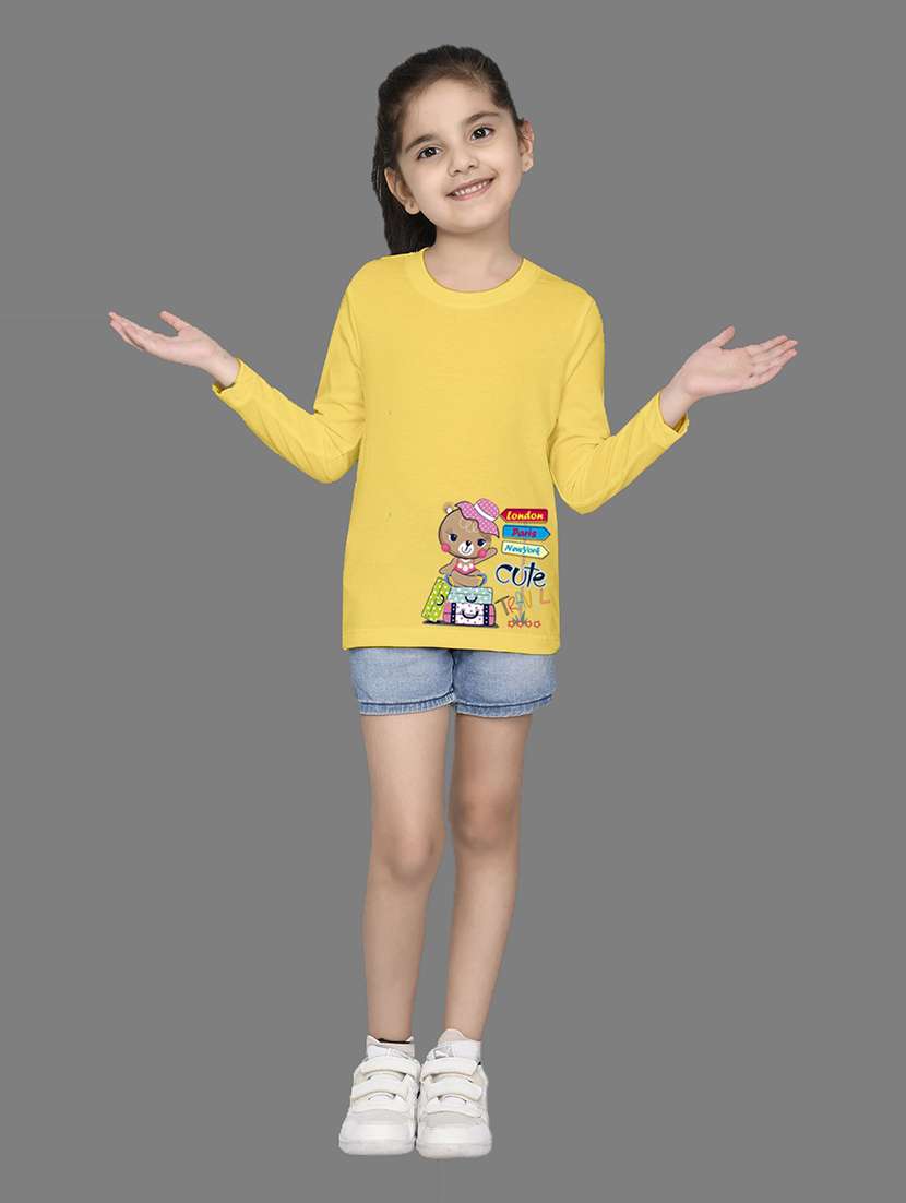 yellow cotton blend tee - 20997905 - Standard Image - 2