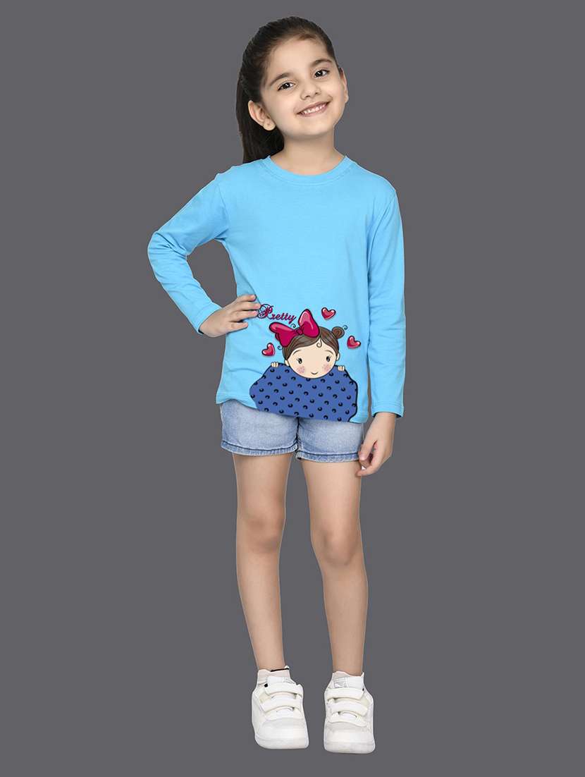 light blue cotton blend tee - 20997913 - Standard Image - 2