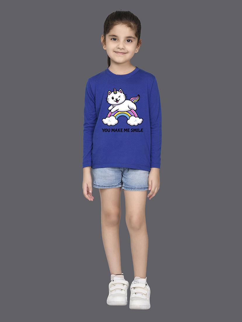 blue cotton blend tee - 20997949 - Standard Image - 2
