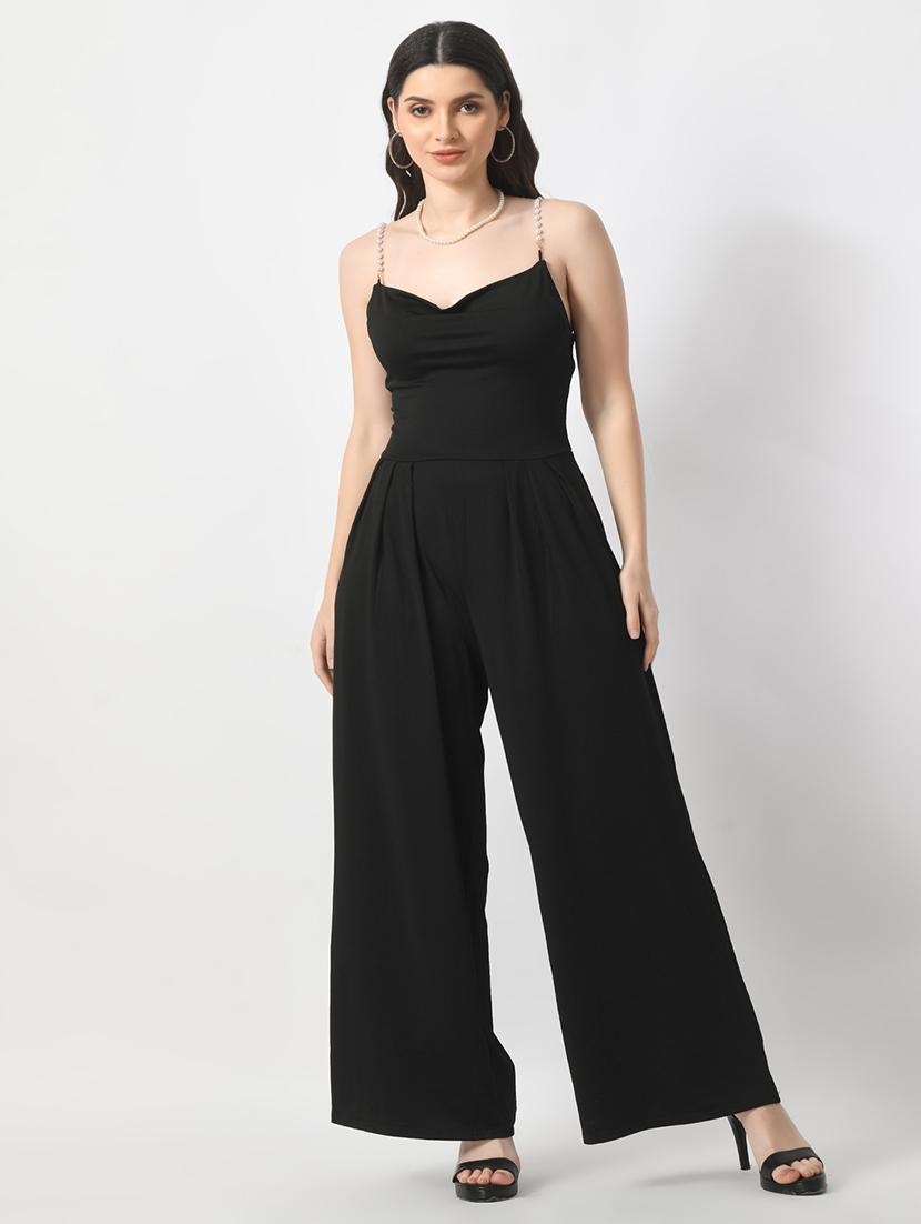 black solid full leg jumpsuit - 20998230 - Zoom Image - 0