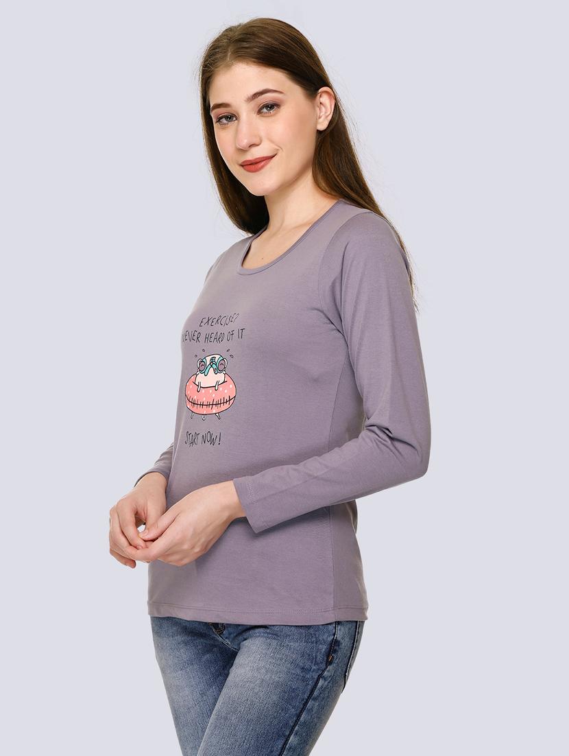 purple cotton blend chest print t-shirt - 20998330 - Standard Image - 2
