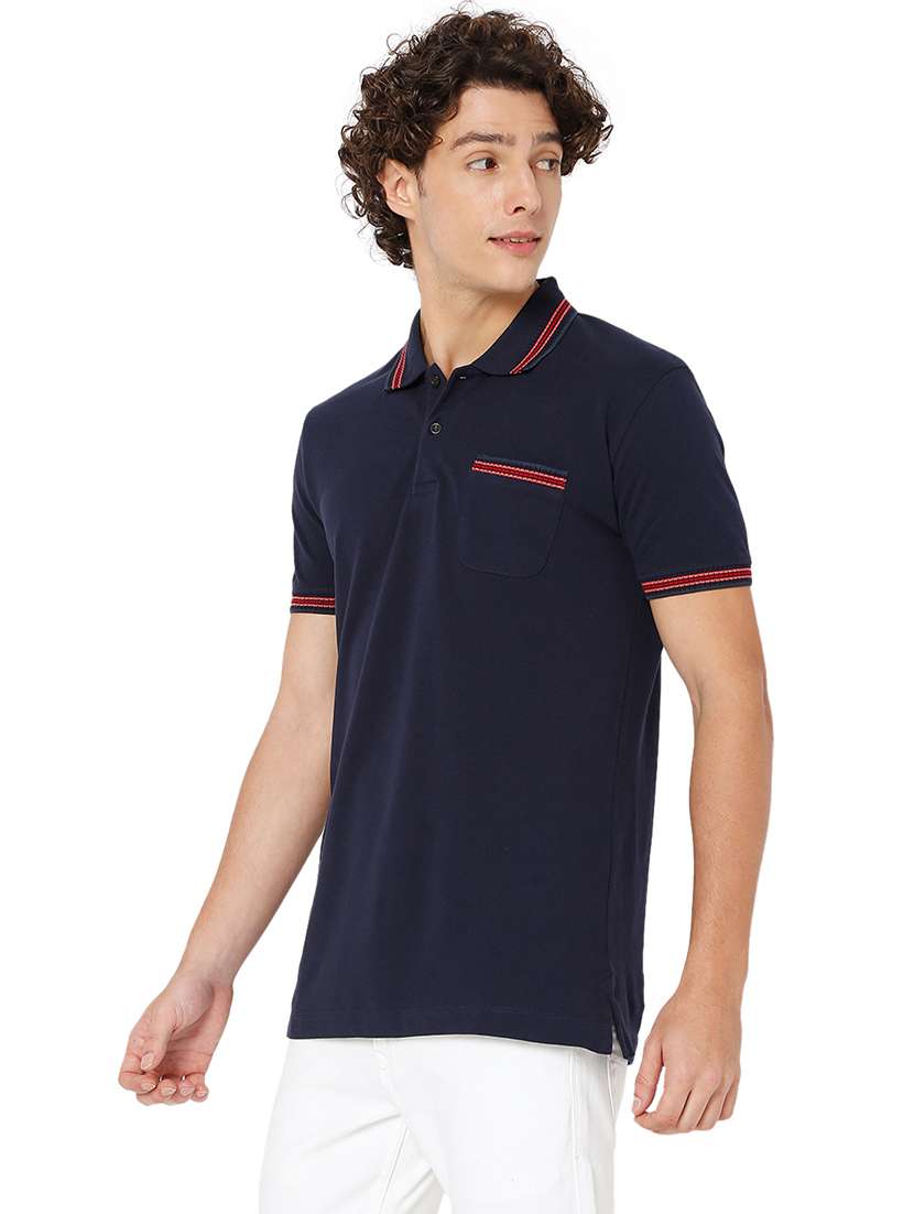 navy blue cotton plain tshirt - 20998370 -  Standard Image - 2
