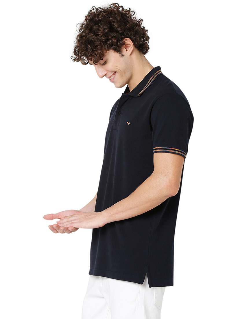 navy blue cotton plain tshirt - 20998378 -  Standard Image - 2