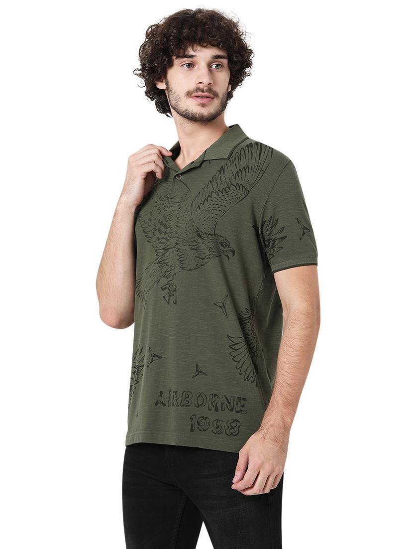 olive cotton all over print tshirt - 20998404 - Standard Image - 2