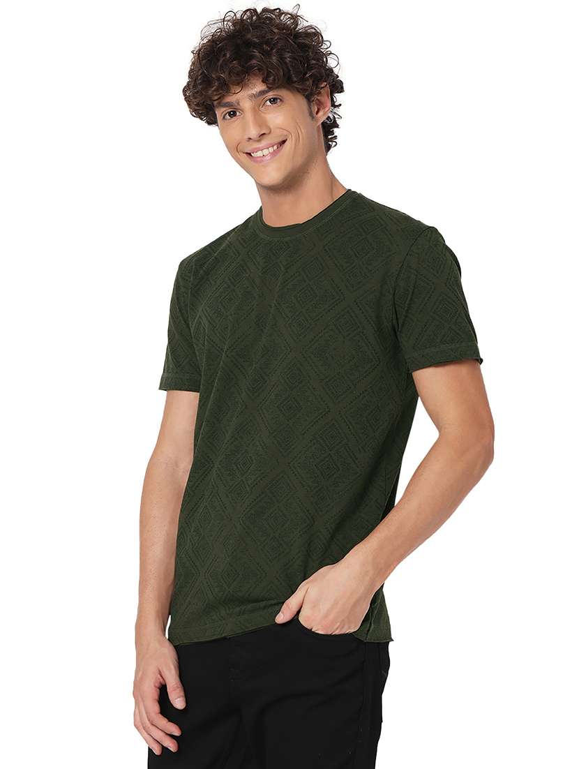 olive cotton all over print tshirt - 20998439 - Standard Image - 2