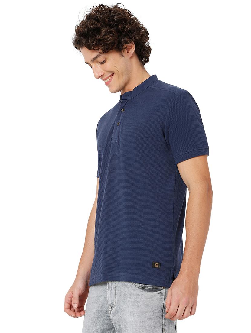 men mandarin neck plain t-shirt - 20998444 - Standard Image - 2