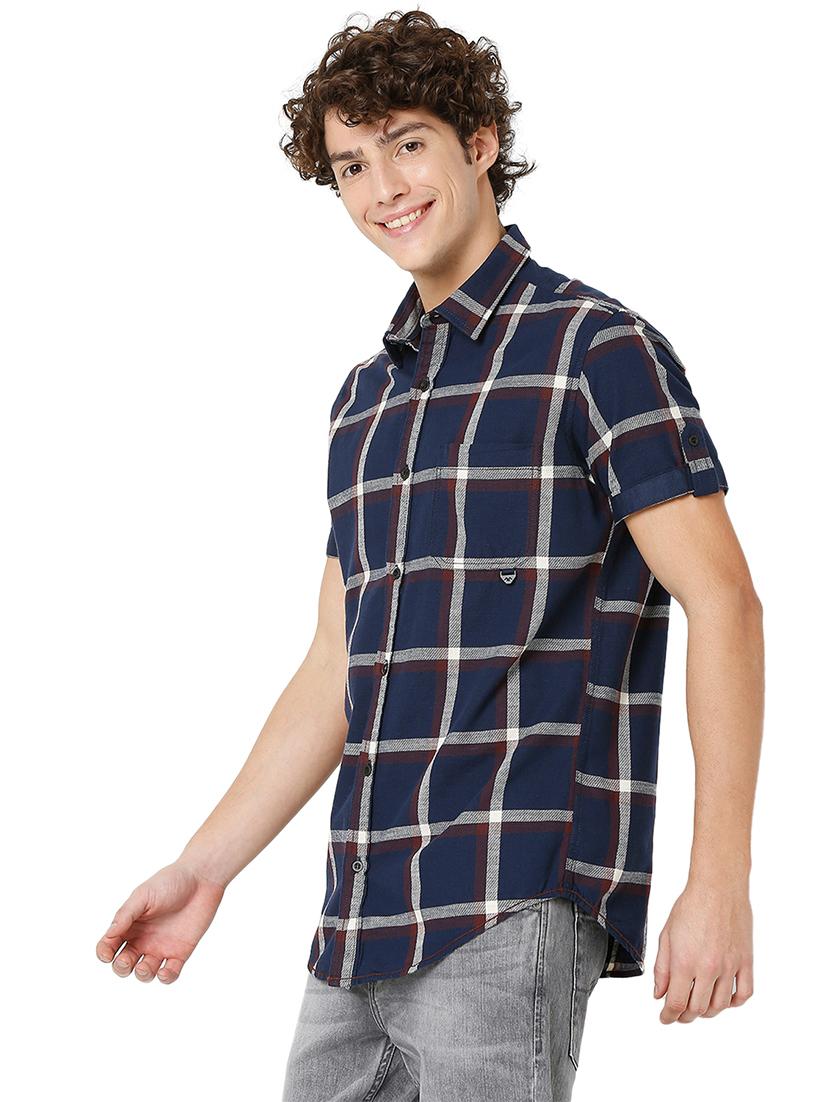 navy blue cotton casual shirt - 20998482 - Standard Image - 2