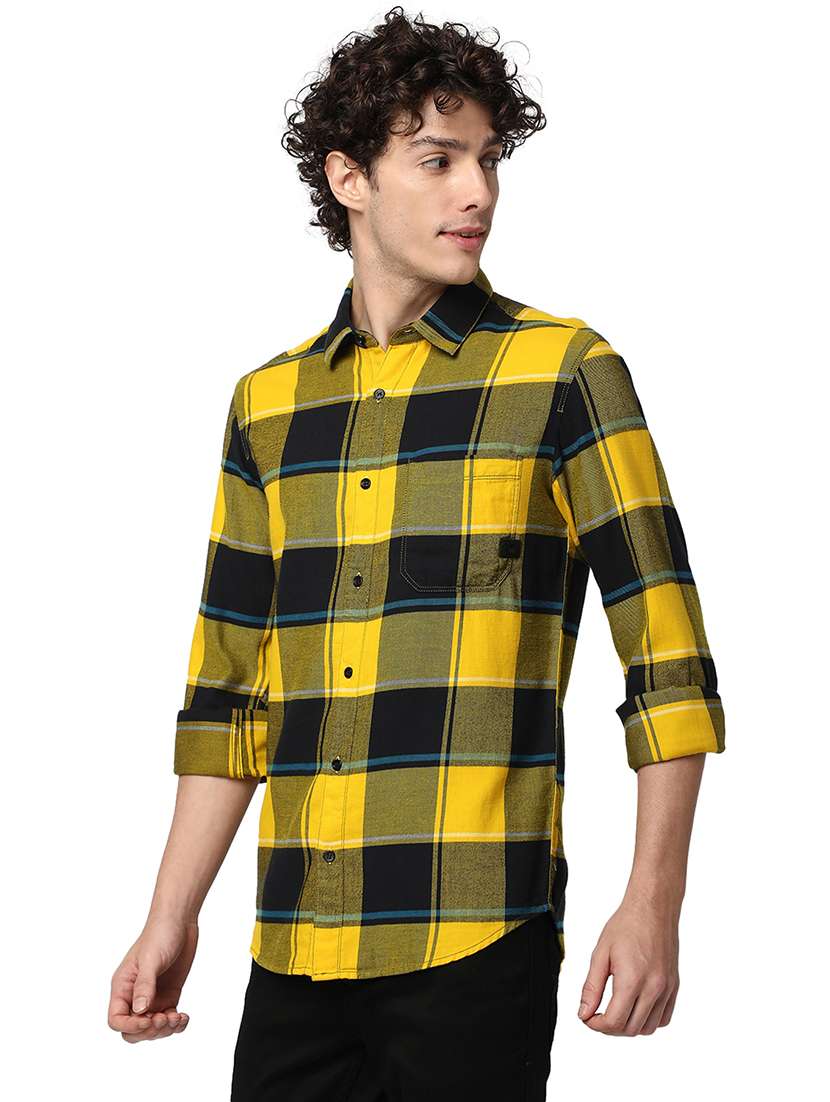 yellow cotton casual shirt - 20998506 - Standard Image - 2