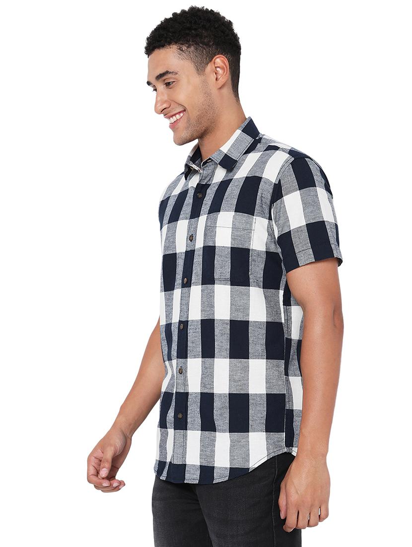 navy blue cotton casual shirt - 20998515 - Standard Image - 2