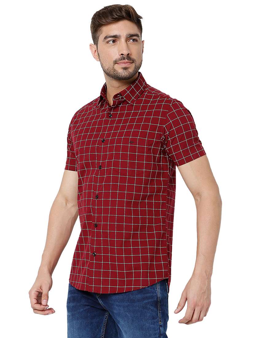 burgundy cotton casual shirt - 20998518 - Standard Image - 2