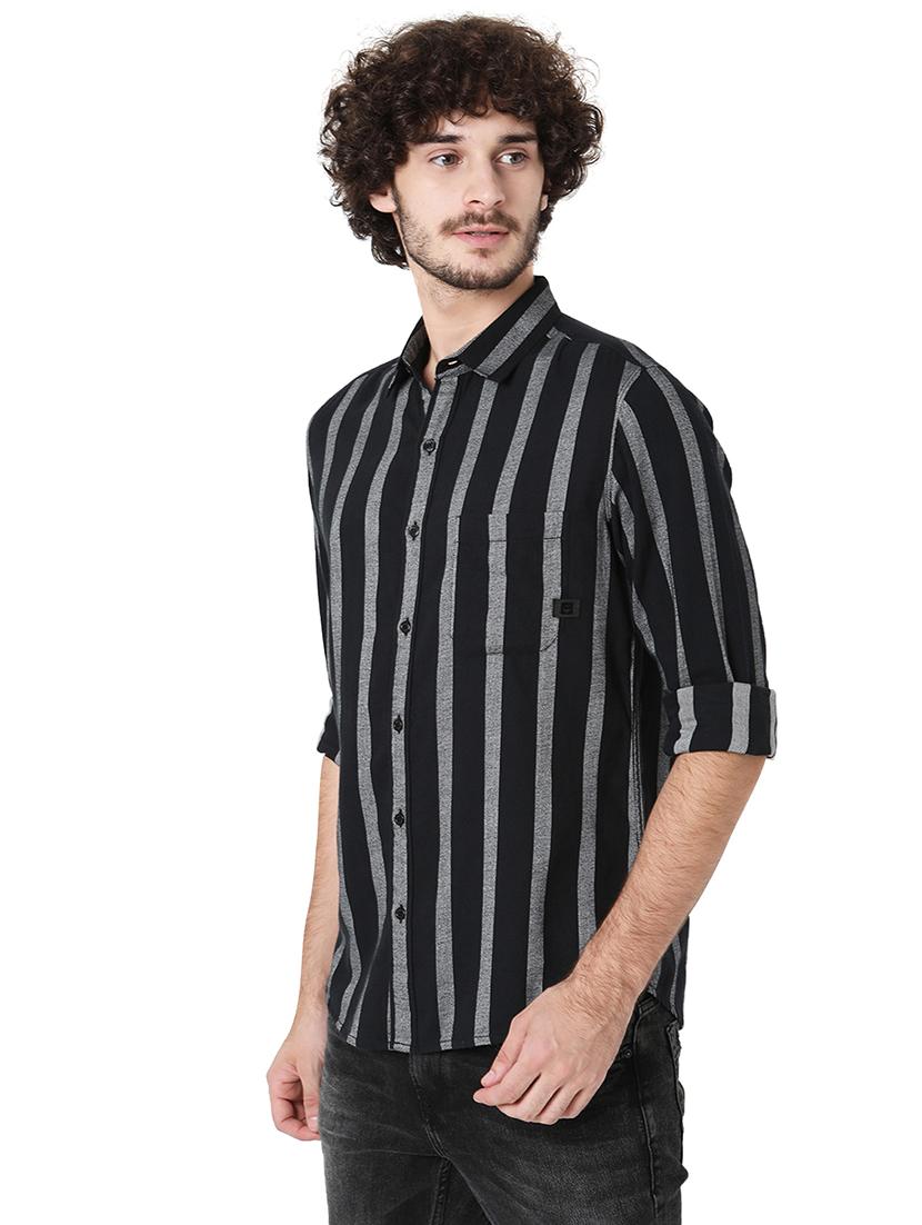 black cotton casual shirt - 20998546 - Standard Image - 2