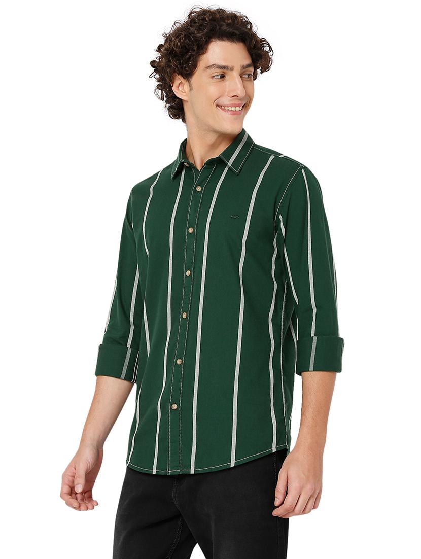 green cotton casual shirt - 20998551 - Standard Image - 2
