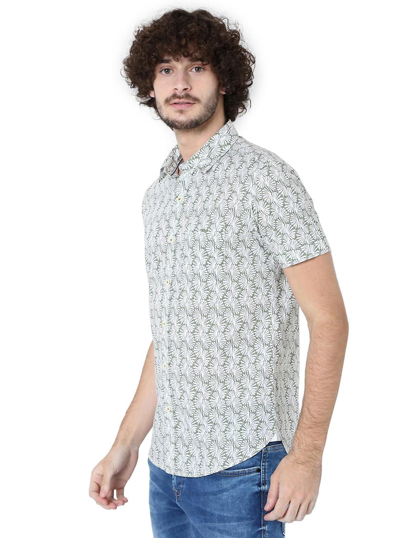 olive cotton casual shirt - 20998580 - Standard Image - 2