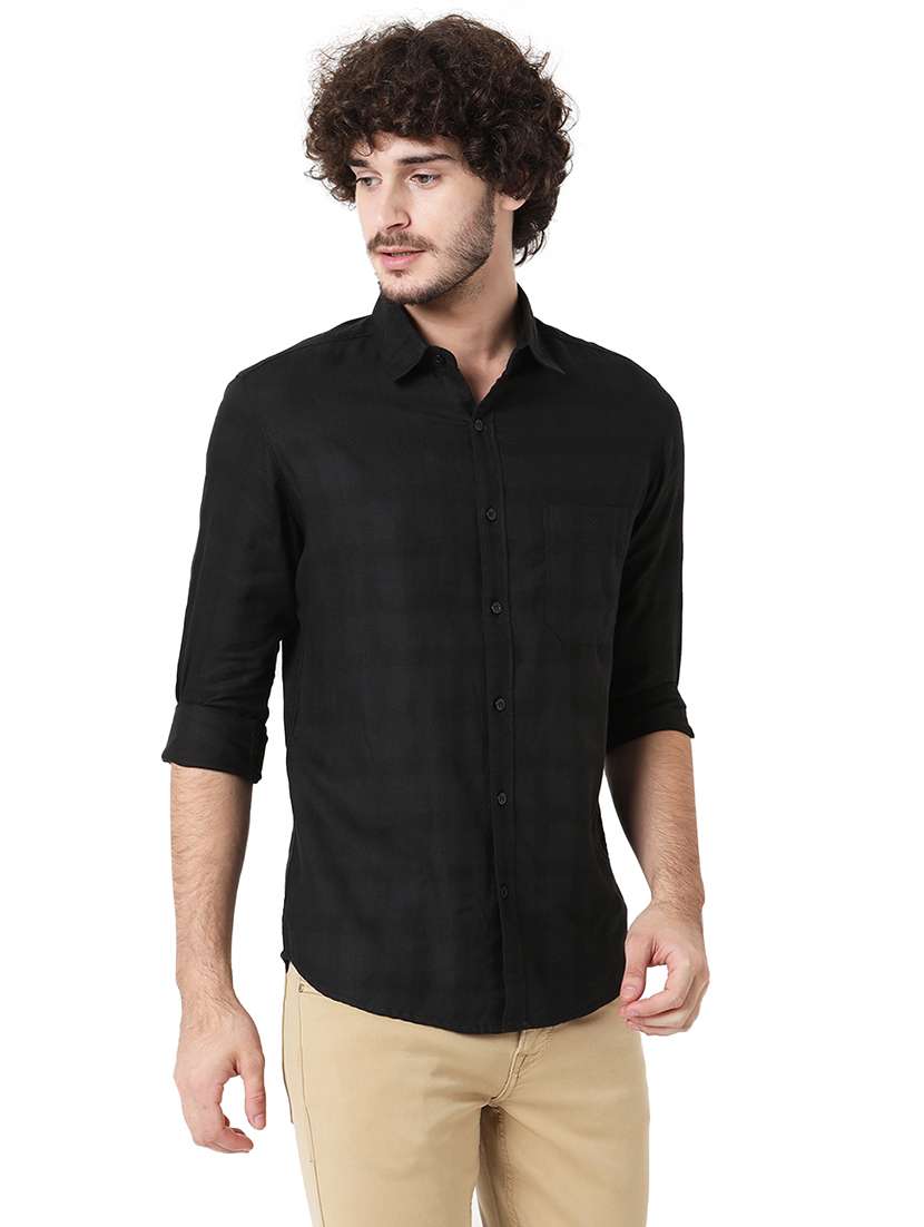 black cotton casual shirt - 20998657 -  Standard Image - 2