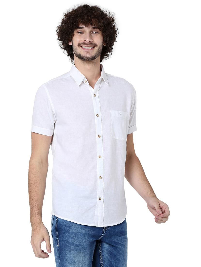 white cotton casual shirt - 20998671 - Standard Image - 2