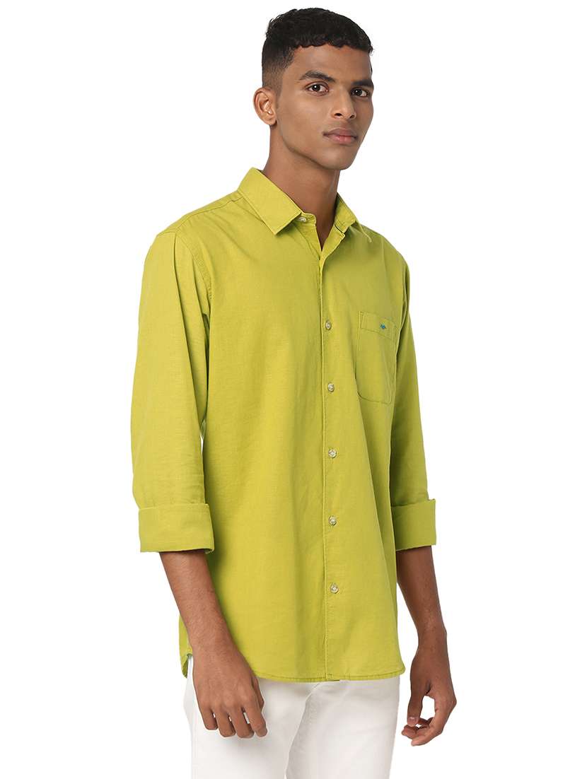 lime cotton casual shirt - 20998676 - Standard Image - 2