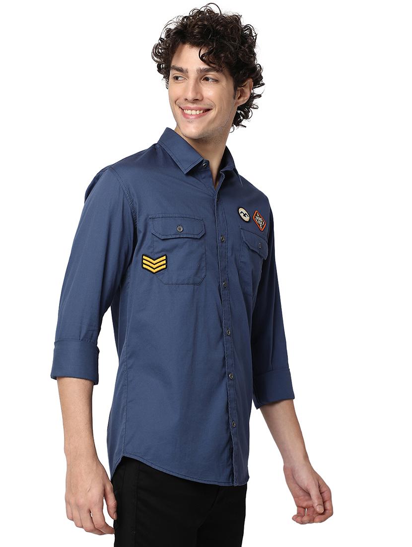 navy blue badged shirt - 20998710 - Standard Image - 2