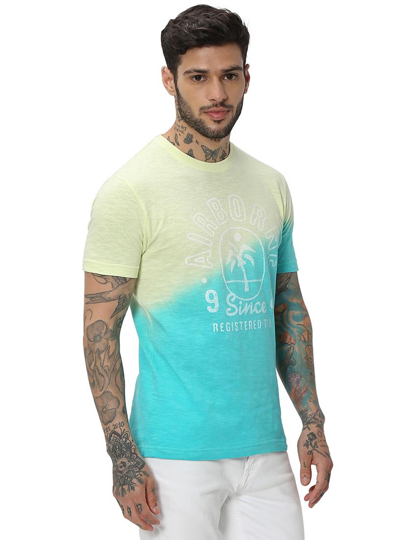 turquoise cotton front print tshirt - 20998747 - Standard Image - 2