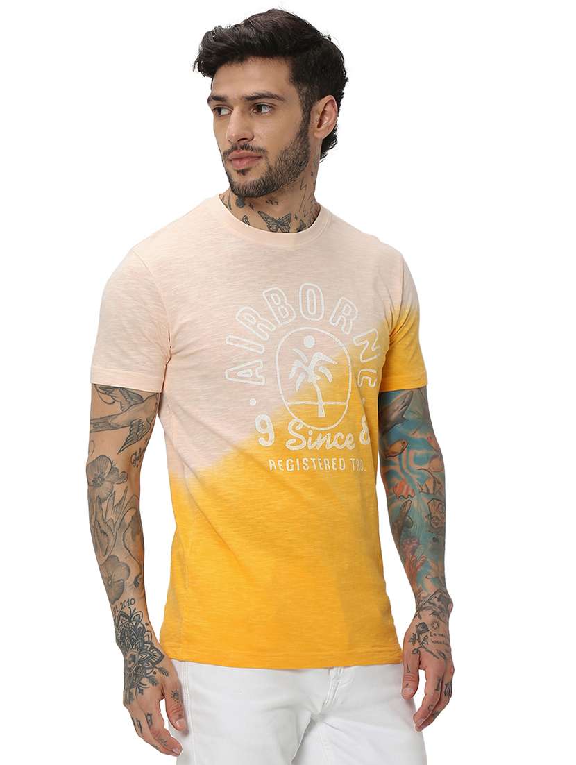 yellow cotton front print t-shirt - 20998748 - Standard Image - 2
