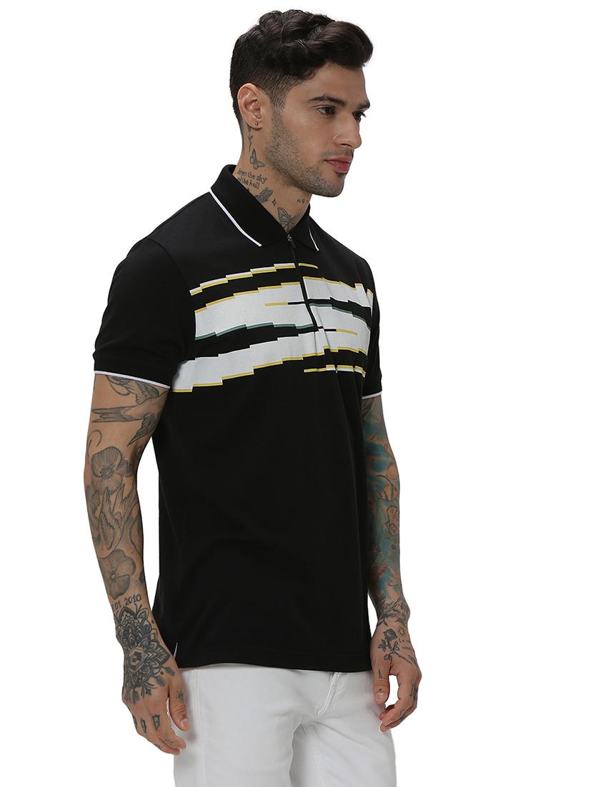 black cotton color block t-shirt - 20998749 - Standard Image - 2