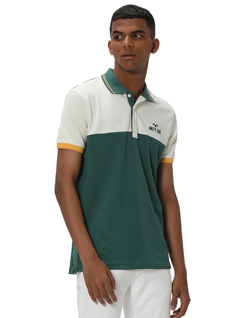 green cotton color block t-shirt - 20998786 - Standard Image - 2