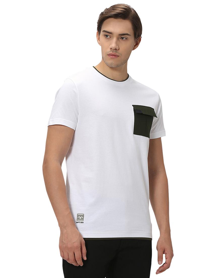 white cotton color block t-shirt - 20998795 - Standard Image - 2