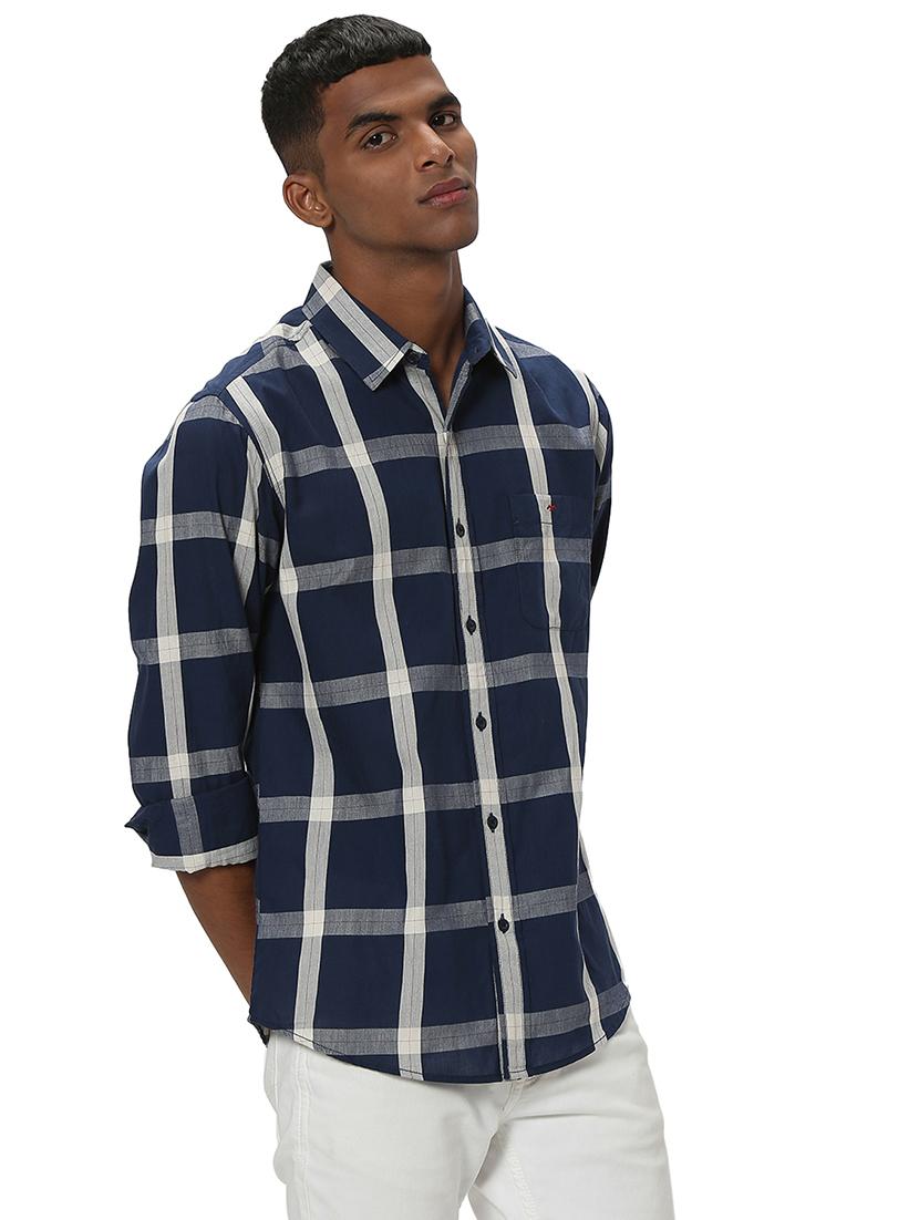 navy blue cotton casual shirt - 20998853 - Standard Image - 2