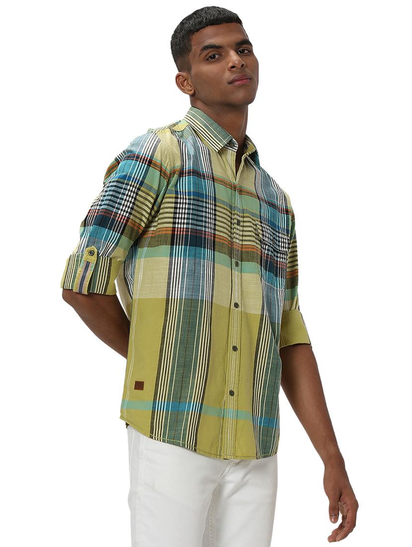olive cotton casual shirt - 20998857 - Standard Image - 2