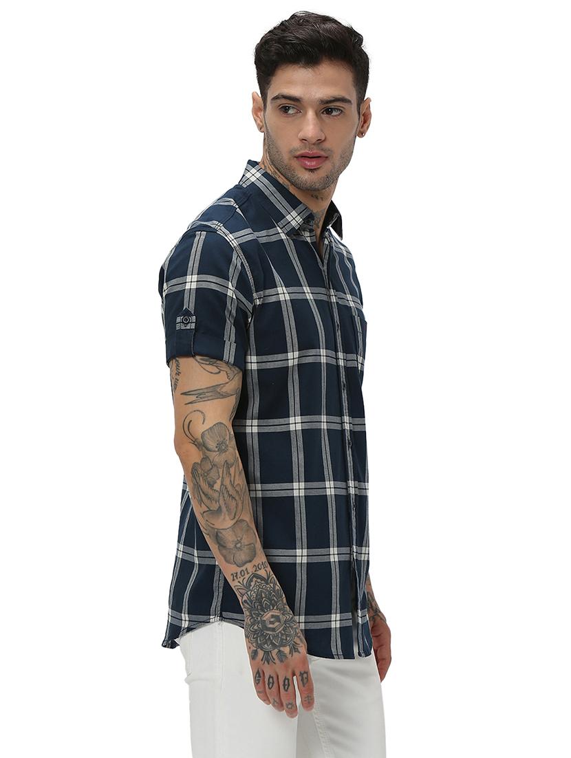 navy blue cotton casual shirt - 20998872 - Standard Image - 2
