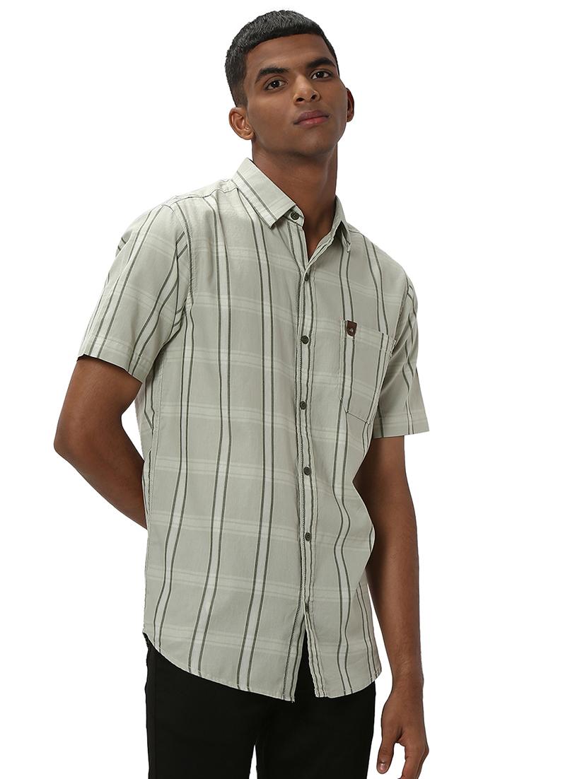 olive cotton casual shirt - 20998874 - Standard Image - 2