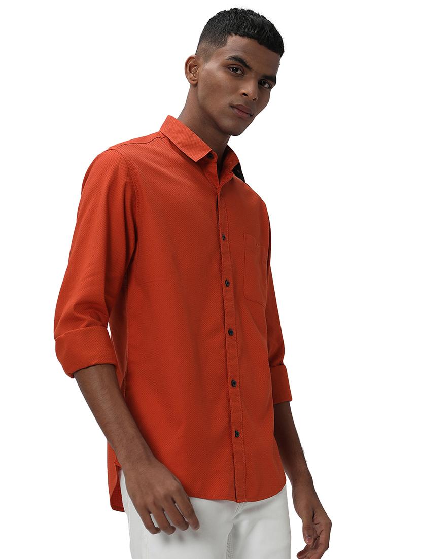 rust cotton casual shirt - 20998887 - Standard Image - 2