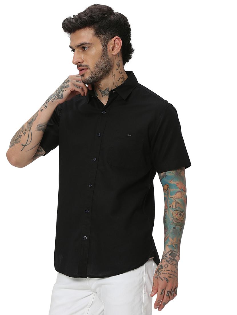 black cotton casual shirt - 20998913 - Standard Image - 2
