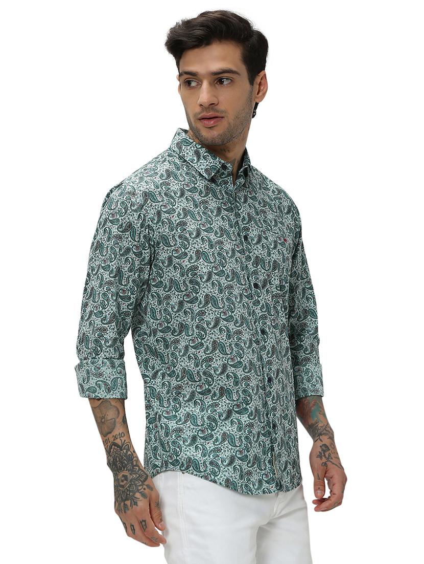green cotton casual shirt - 20998930 - Standard Image - 2