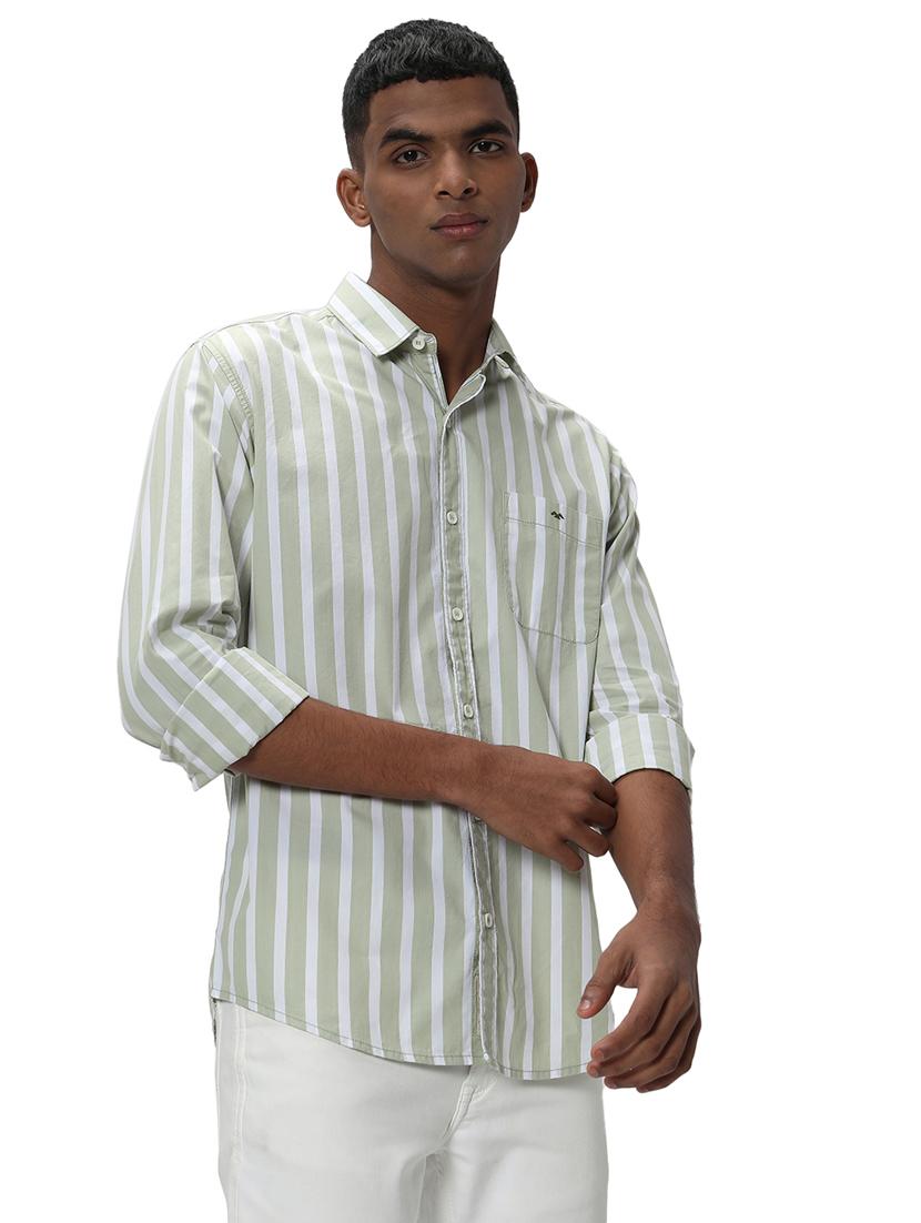 olive cotton casual shirt - 20998986 - Standard Image - 2