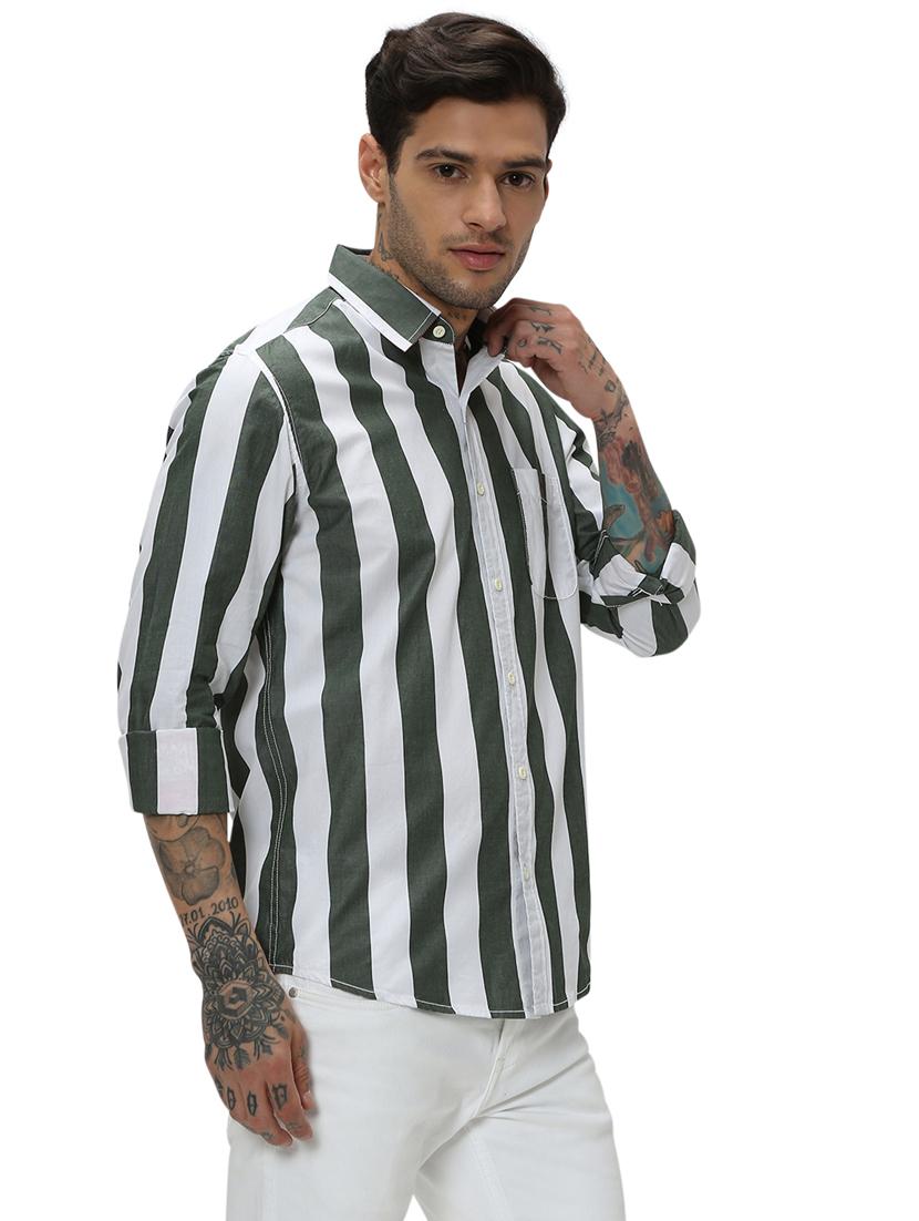 olive cotton casual shirt - 20998993 - Standard Image - 2
