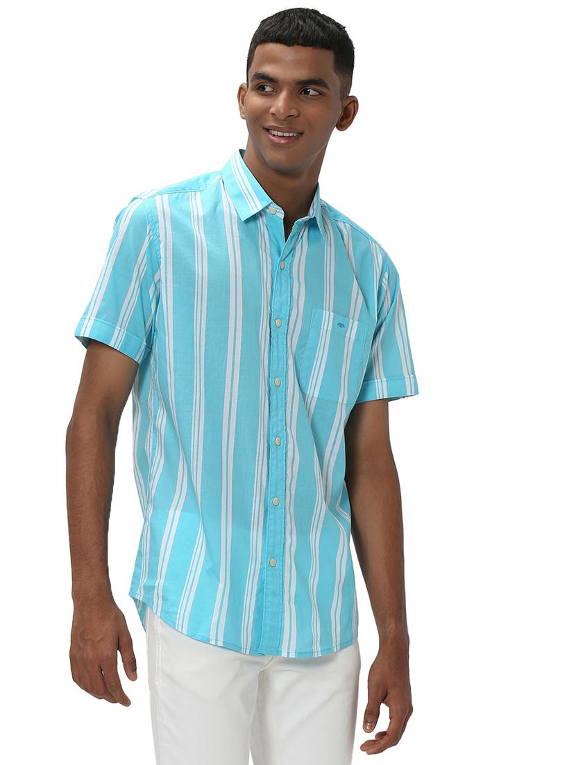 turquoise cotton casual shirt - 20999004 - Standard Image - 2