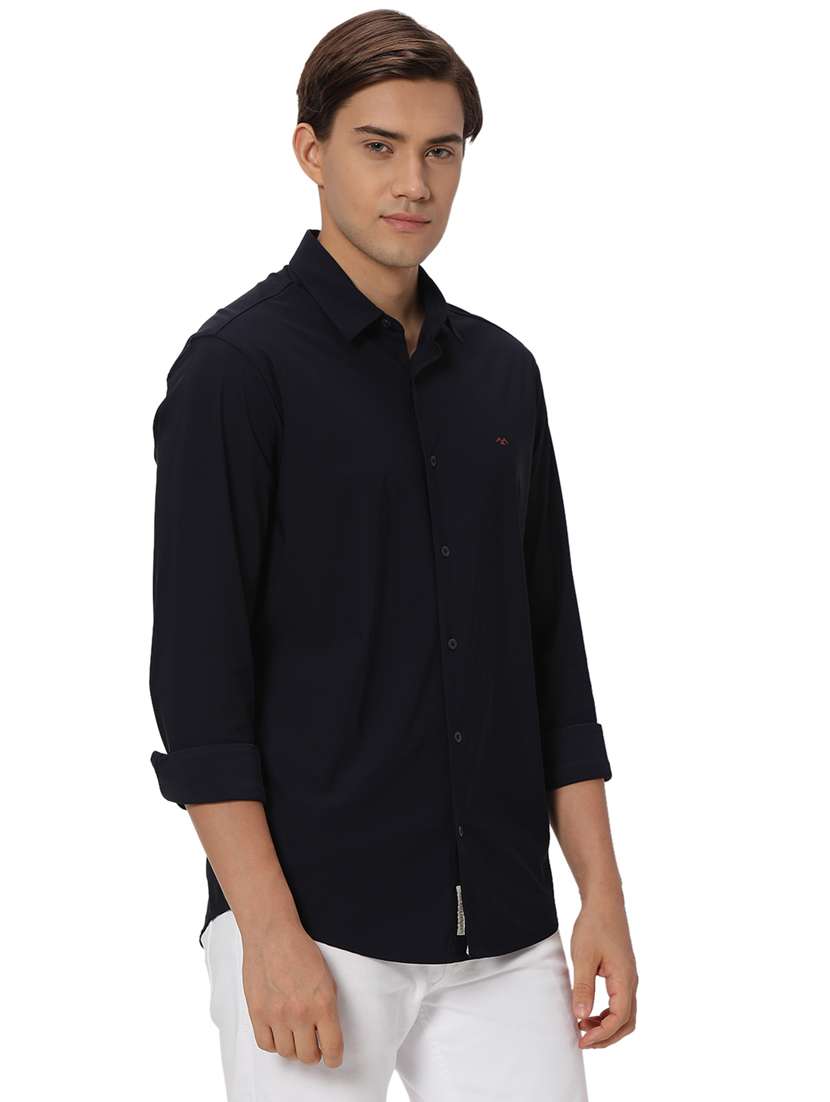 navy blue nylon casual shirt - 20999023 -  Standard Image - 2