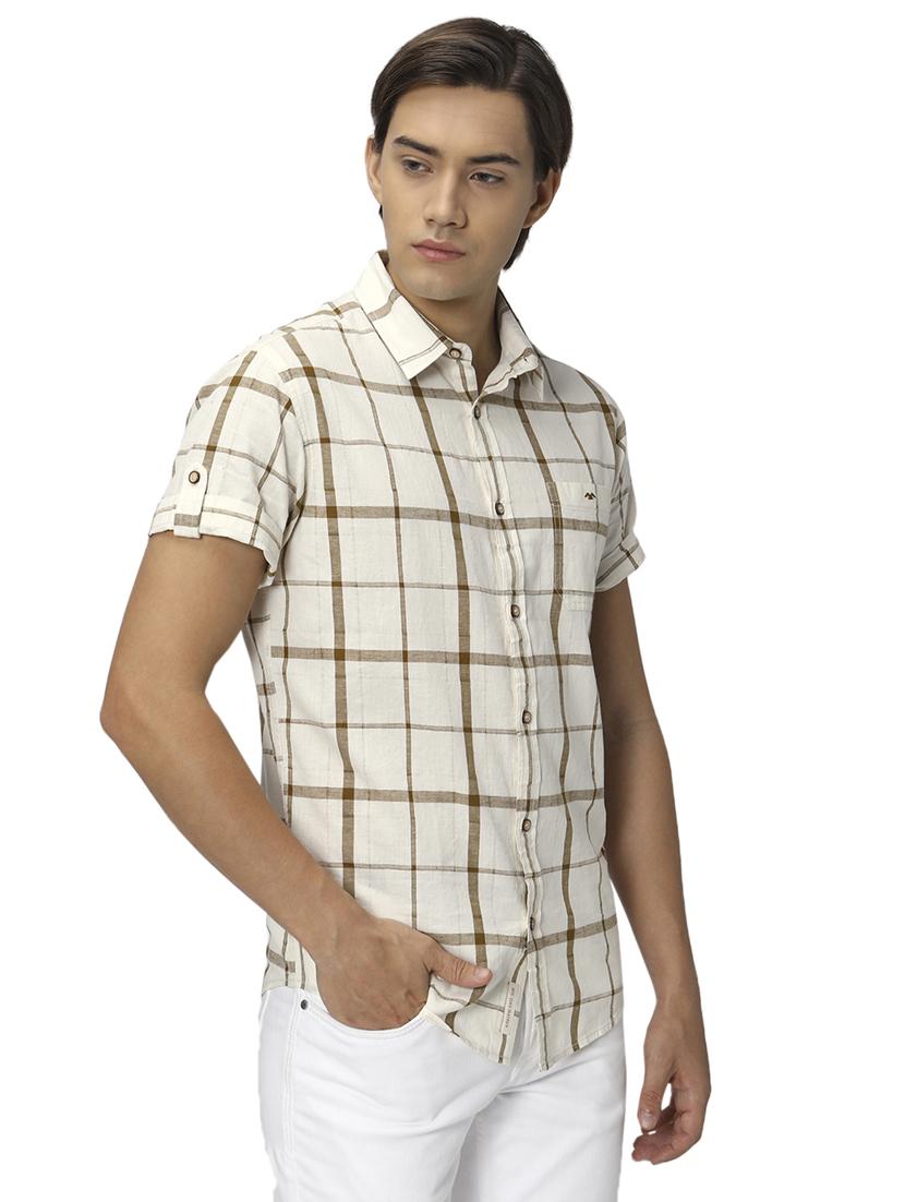 khaki cotton casual shirt - 20999059 - Standard Image - 2